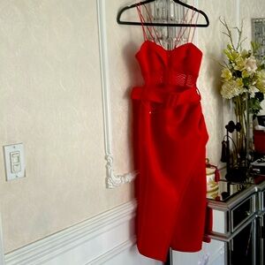 ASOS midi bustier scuba dress ! Beautiful! Great forte holidays, wedding, party!